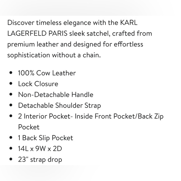 Karl Lagerfeld Paris Nadine Satchel Bag - Picture 14 of 14